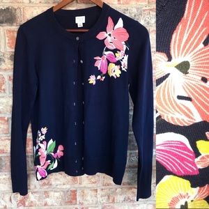 {A New Day} Cardigan Navy Floral Button Up SMALL